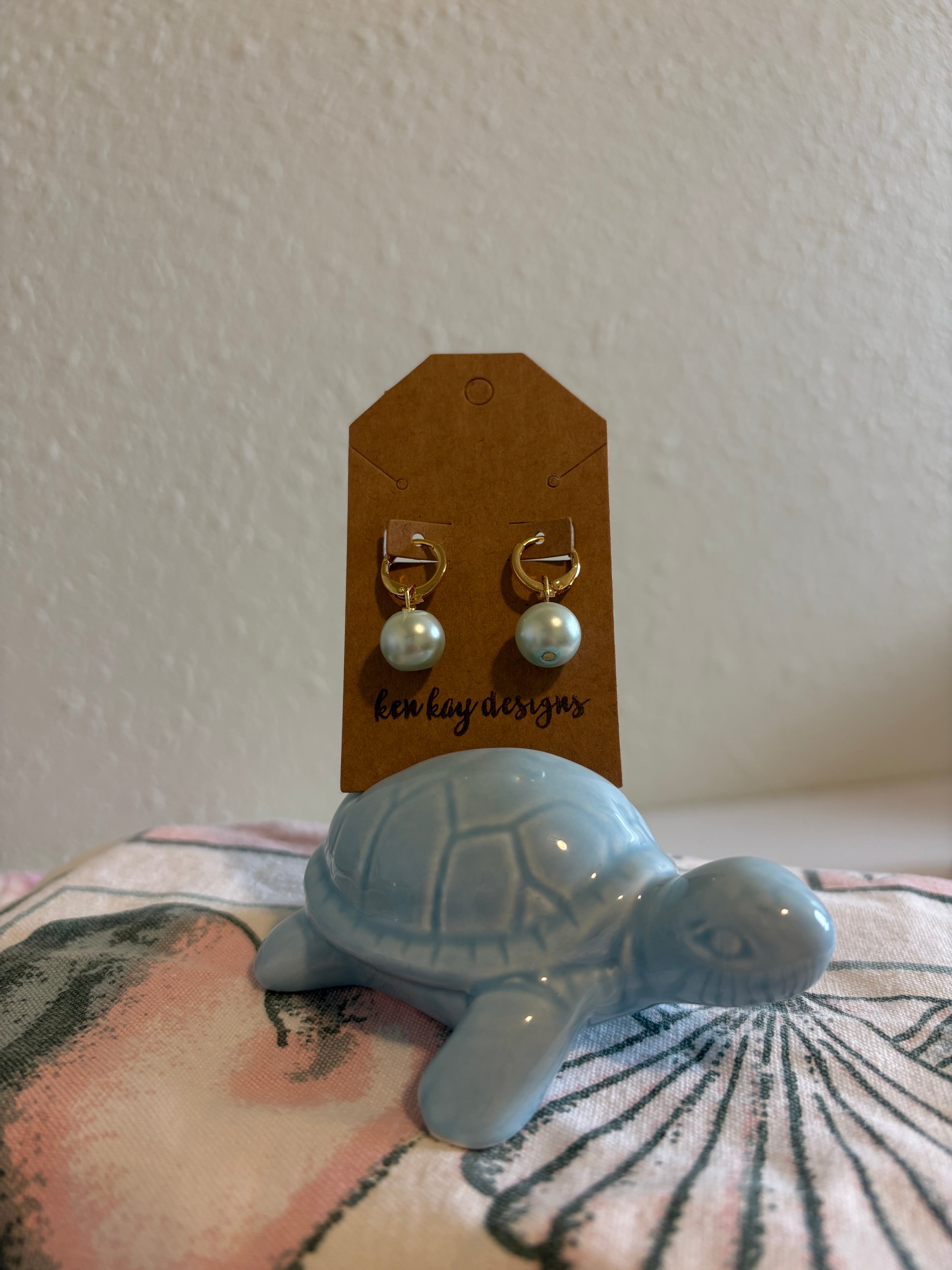 Blue pearl earrings