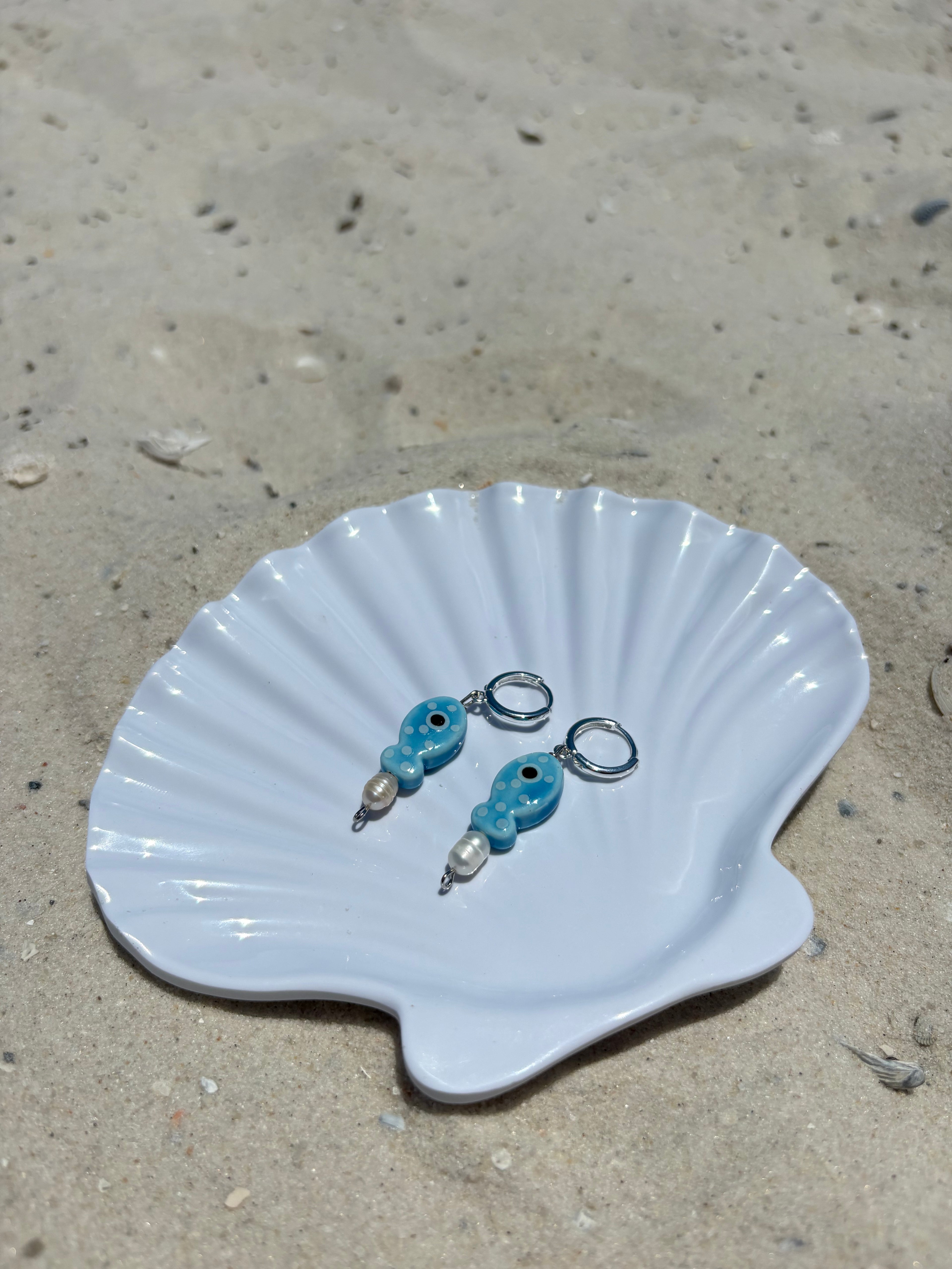 Light Blue Fish Earrings